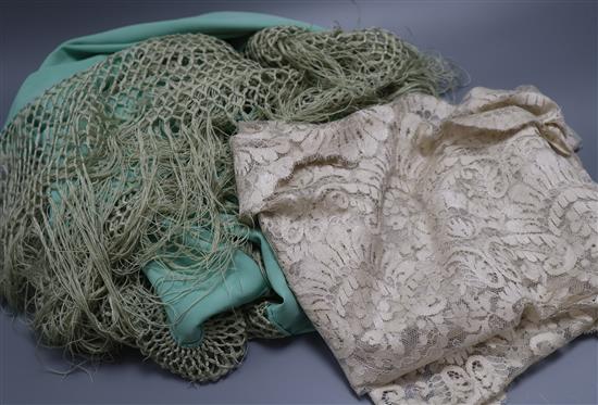 One lace shawl and a green silk shawl